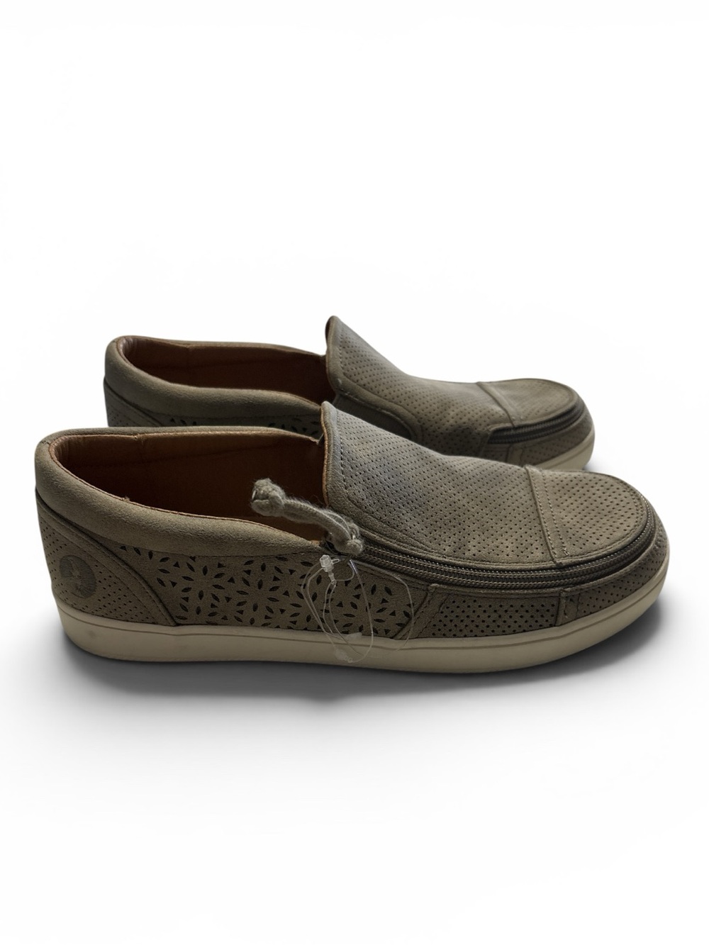 Billy Footwear Women's Taupe Perforated Slip-On Comfort Shoes with Zipper